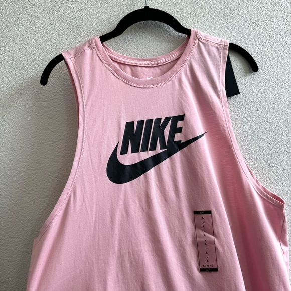 NWT Nike Sportswear Standard Fit Sleeveless Muscle Tank Top Pink Glaze Black - Picture 5 of 10